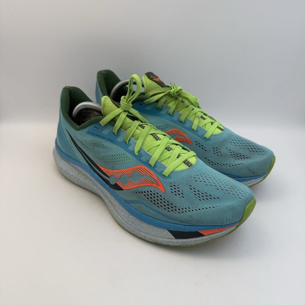 Saucony Endorphin Pro Running Shoes Mens Size 10.5 Blue Orange Lime Sneakers
